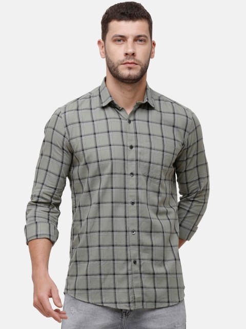 

Alan Scott Men Grey Regular Fit Checked Pure Cotton Casual Shirt
