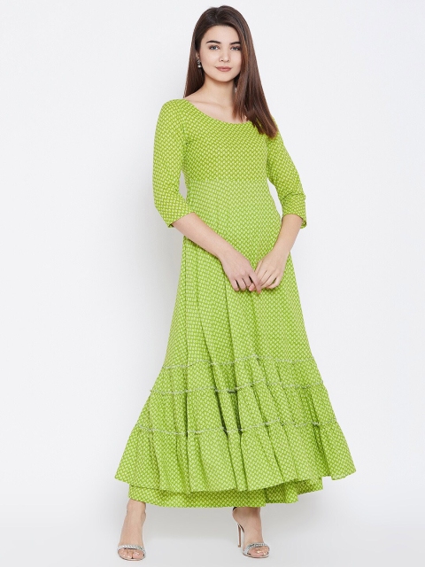 

PANIT Women Green & Beige Printed Pure Cotton Kurta with Palazzos