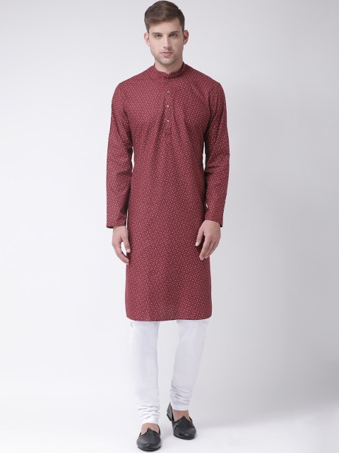 

TABARD Men Maroon Thread Work NA Pathani Kurta