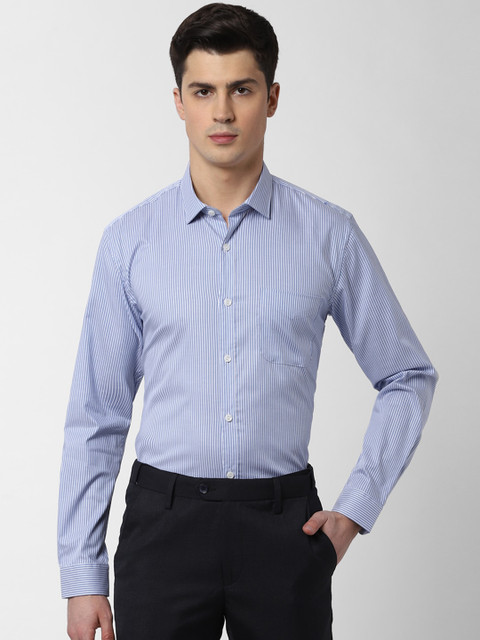 

Peter England Elite Men Blue & White Regular Fit Striped Formal Shirt