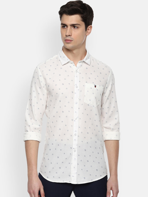 

Louis Philippe Jeans Men Off-White & Grey Super Slim Fit Floral Print Cotton Shirt