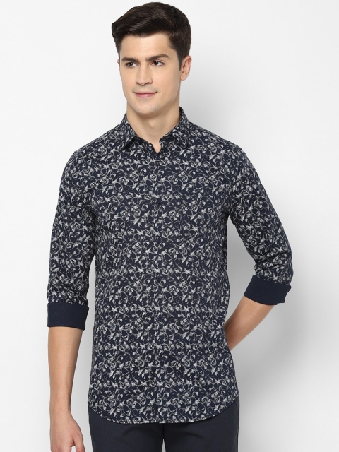 

Allen Solly Men Navy Blue & White Slim Fit Printed Casual Shirt