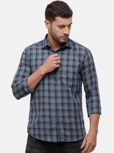 

Alan Scott Men Blue Regular Fit Checked Pure Cotton Casual Shirt
