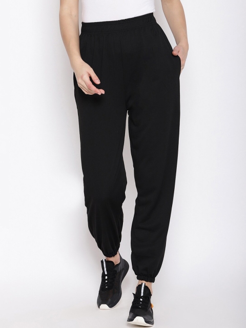 iki chic Women Black Solid Straight-Fit Joggers