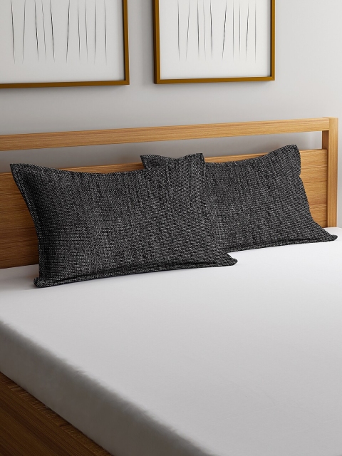 

KLOTTHE Set Of 2 Charcoal Grey Solid Pillow Covers With Fillers