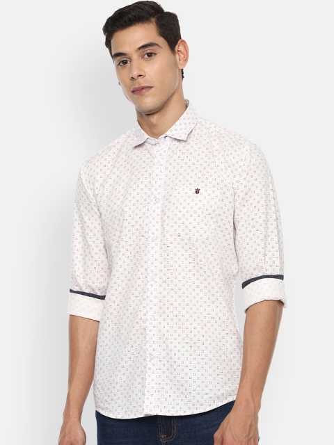 

Louis Philippe Jeans Men White Slim Fit Printed Casual Cotton Shirt
