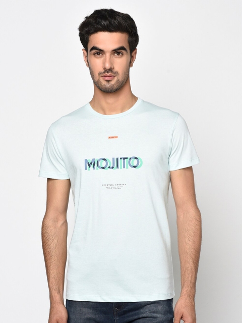 

Octave Men Blue Printed Round Neck T-shirt