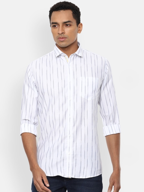 

Van Heusen Sport Men White Slim Fit Striped Casual Shirt