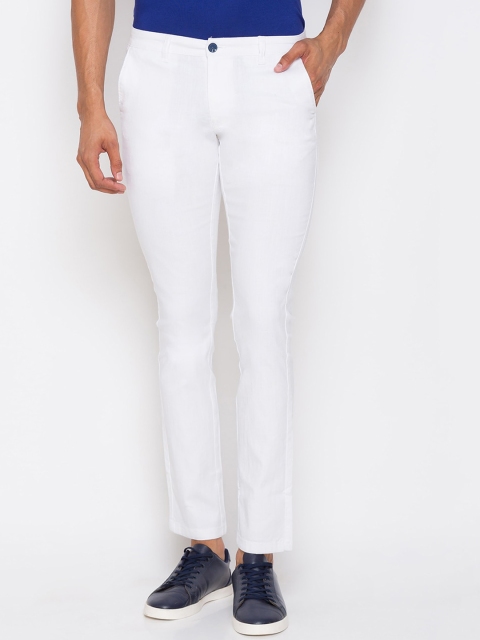 

Globus Men White Pure Cotton Regular Fit Solid Trousers