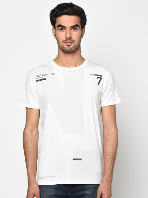 

Octave Men White Solid Round Neck T-shirt