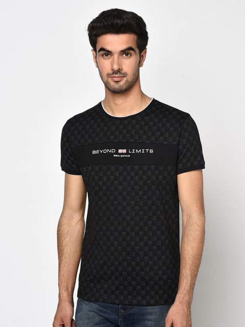 

Octave Men Black Printed Round Neck T-shirt