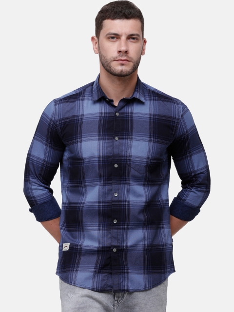 

Alan Scott Men Blue Regular Fit Checked Pure Cotton Casual Shirt