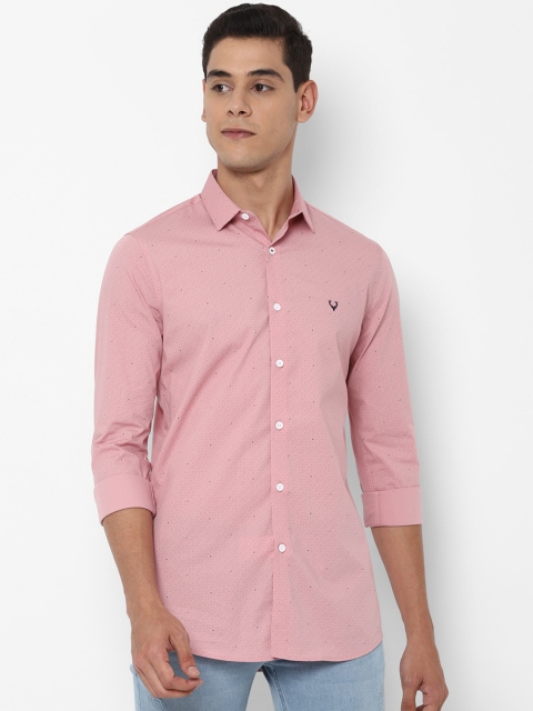 

Allen Solly Men Pink & Navy Blue Slim Fit Printed Casual Shirt