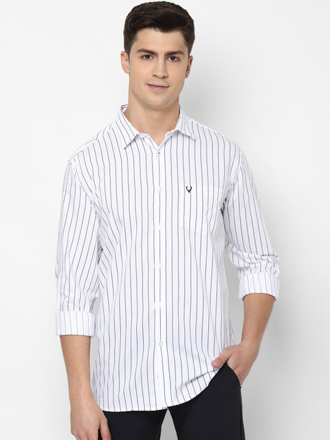 

Allen Solly Men White & Navy Blue Slim Fit Striped Casual Shirt