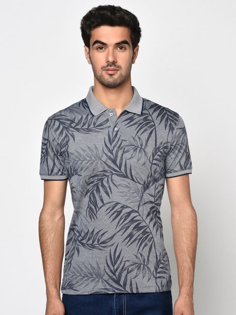 

Octave Men Navy Blue Printed Polo Collar T-shirt