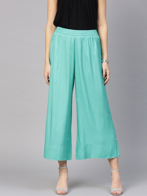 

KSUT Women Turquoise Blue Solid Straight Palazzos