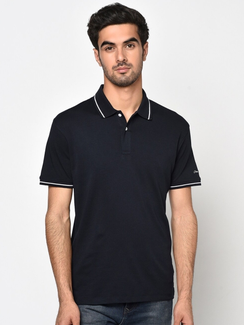 

Octave Men Navy Blue Solid Polo Collar T-shirt