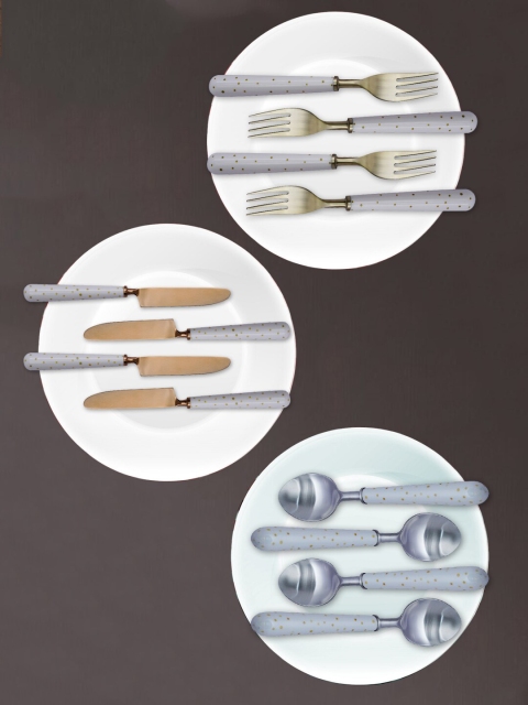 

nestroots Gold-Toned & Silver-Toned 12 Pc Stainless Steel Cutlery Set