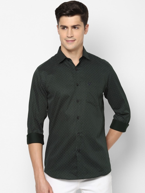 

Allen Solly Men Dark Green & White Slim Fit Striped Casual Shirt