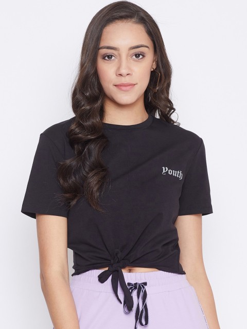 

Madame Womens Black Regular Crop Top