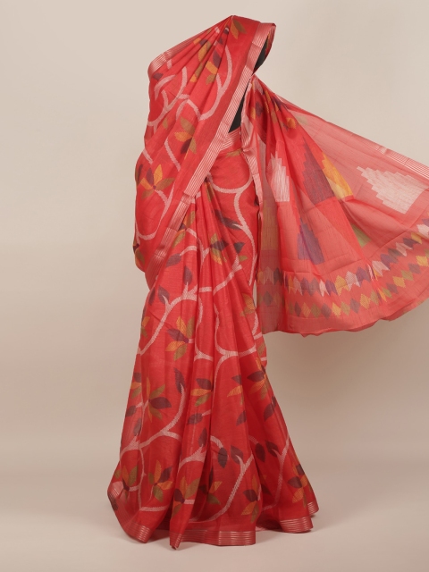 

Pothys Red Printed Jute Silk Saree