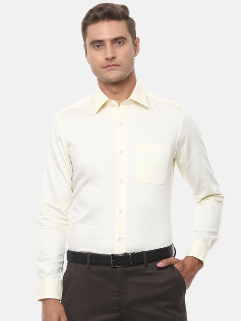 

Louis Philippe Men Cream-Coloured Regular Fit Checked Pure Cotton Formal Shirt
