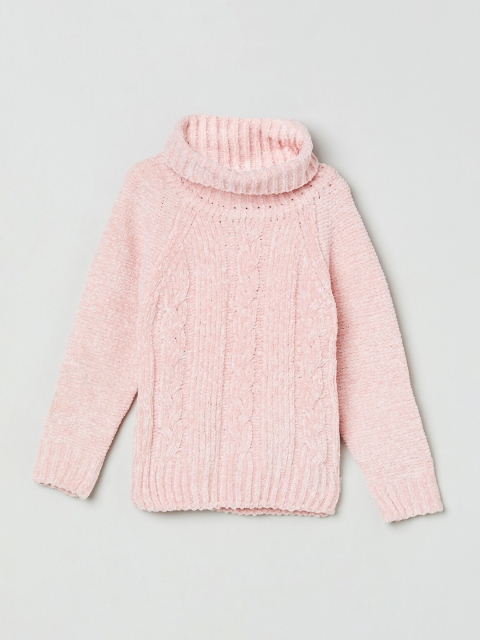 

max Girls Pink Solid Pullover Sweater