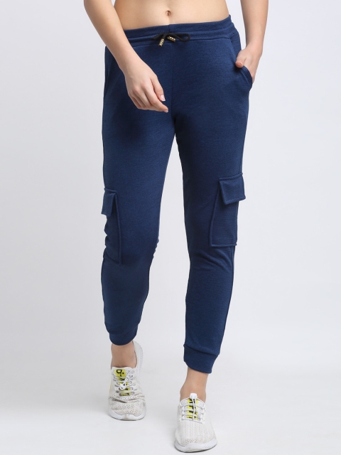 

NEUDIS Women Navy Blue Checked Cotton Joggers