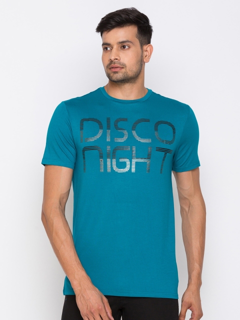 

Globus Men Teal Printed Round Neck Cotton T-shirt