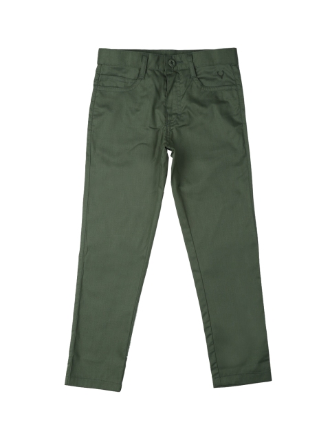 

Allen Solly Junior Boys Olive Green Slim Fit Solid Regular Trousers