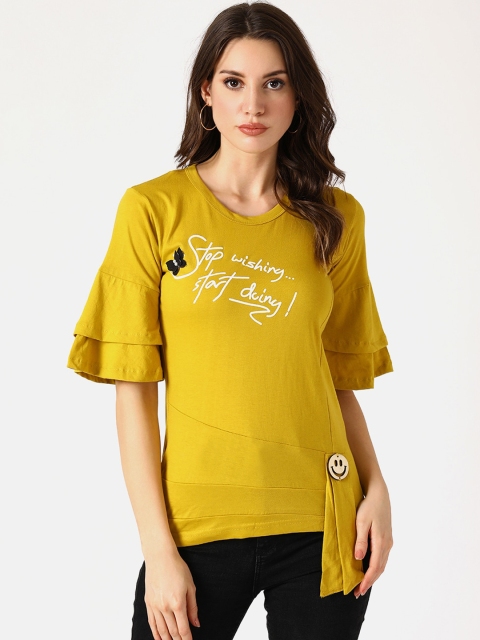 

V2 Value & Variety Mustard Yellow Chambray Regular Top