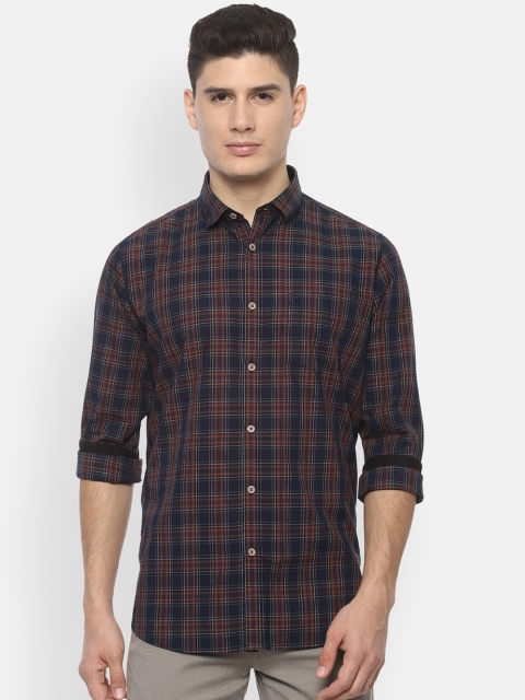 

Van Heusen Sport Men Navy Blue Slim Fit Checked Casual Shirt