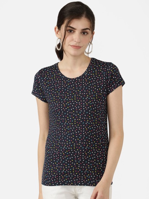 

V2 Value & Variety Navy Blue Geometric Chambray Regular Top