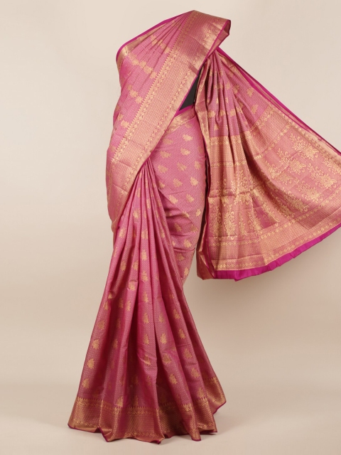 

Pothys Pink & Gold-Toned Jute Silk Woven Design Saree