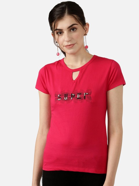 

V2 Value & Variety Pink Keyhole Neck Chambray Regular Top