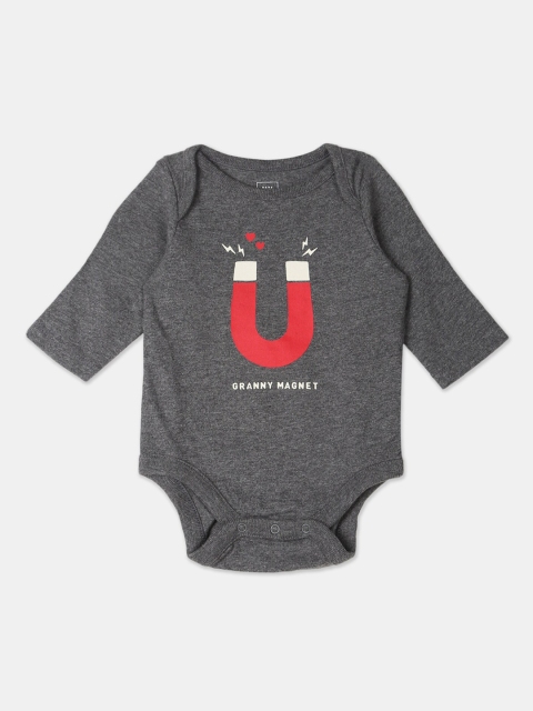 

GAP Infants Charcoal Grey Graphic Printed Long Sleeve Cotton Bodysuit