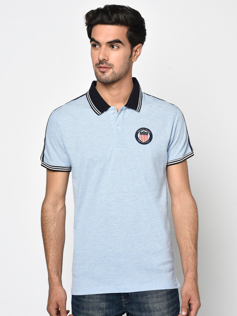 

Octave Men Blue Solid Polo Collar T-shirt
