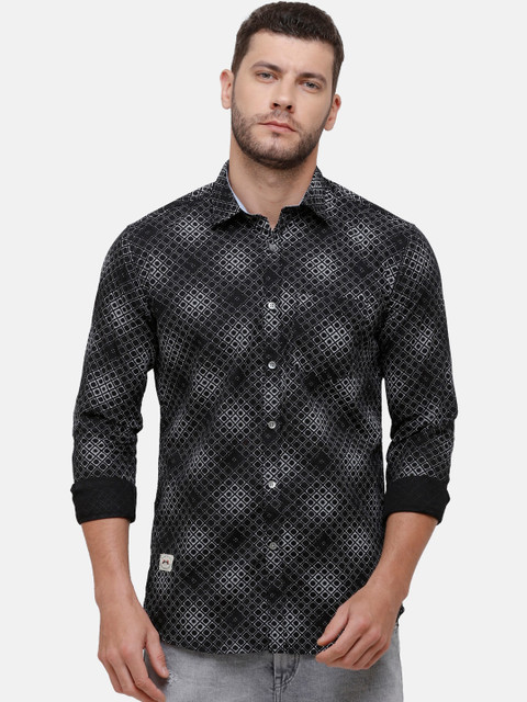 

Alan Scott Men Black Regular Fit Printed Pure Cotton Casual Shirt