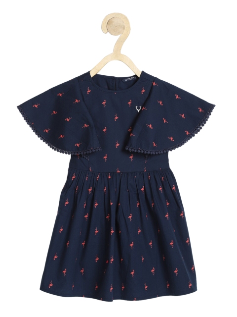 

Allen Solly Junior Girls Navy Blue Printed Fit and Flare Dress