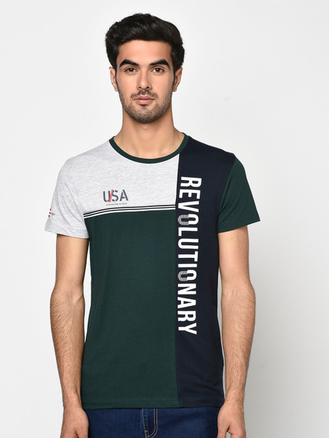 

Octave Men Green & Grey Colourblocked Round Neck T-shirt