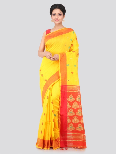 

PinkLoom Yellow Woven Design Cotton Blend Handloom Sustainable Saree