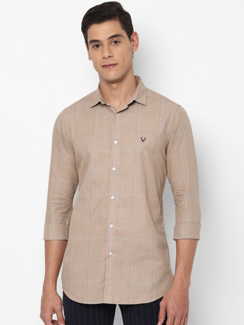 

Allen Solly Men Beige Slim Fit Checked Casual Shirt