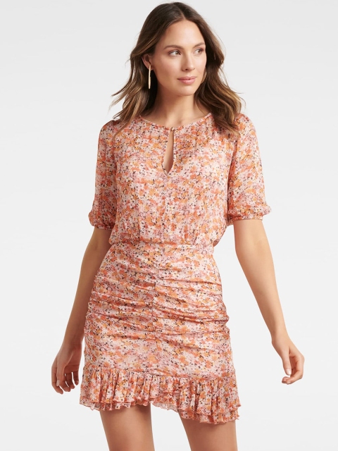 

Forever New Peach-Coloured Floral Printed Sheath Dress