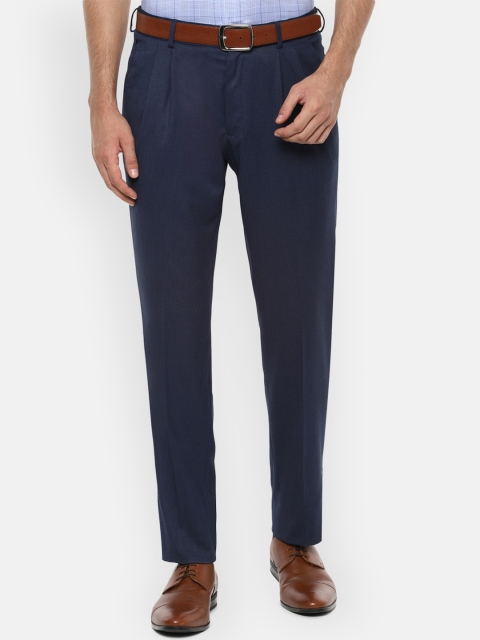 

Louis Philippe Men Navy Blue Regular Fit Solid Formal Trousers
