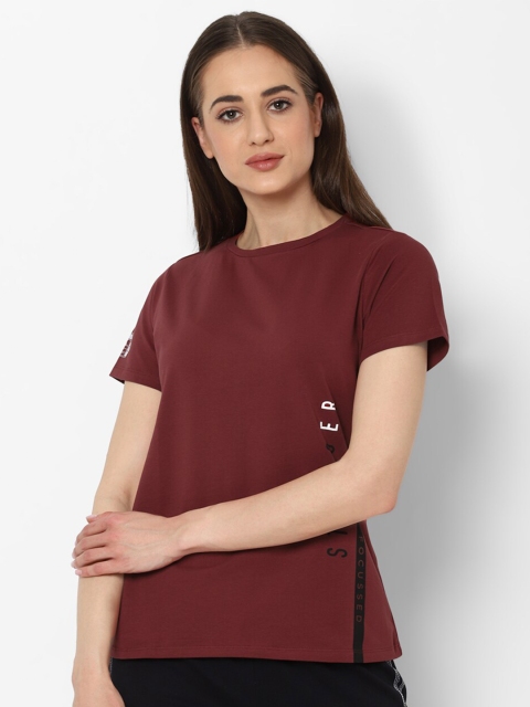 

Allen Solly Woman Women Maroon Solid Round Neck T-shirt
