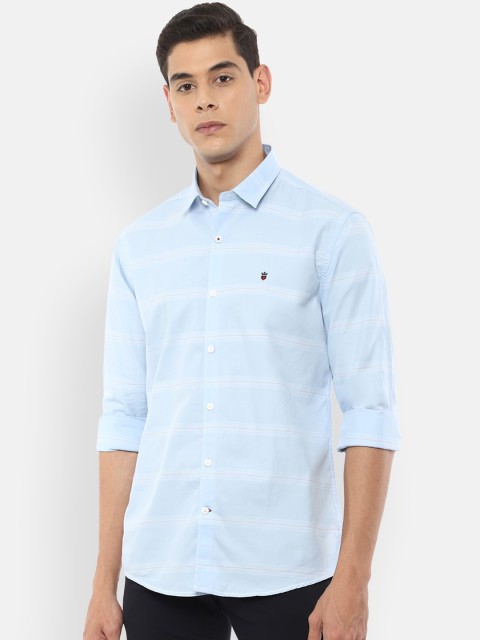 

Louis Philippe Sport Men Blue & Red Slim Fit Striped Pure Cotton Casual Shirt
