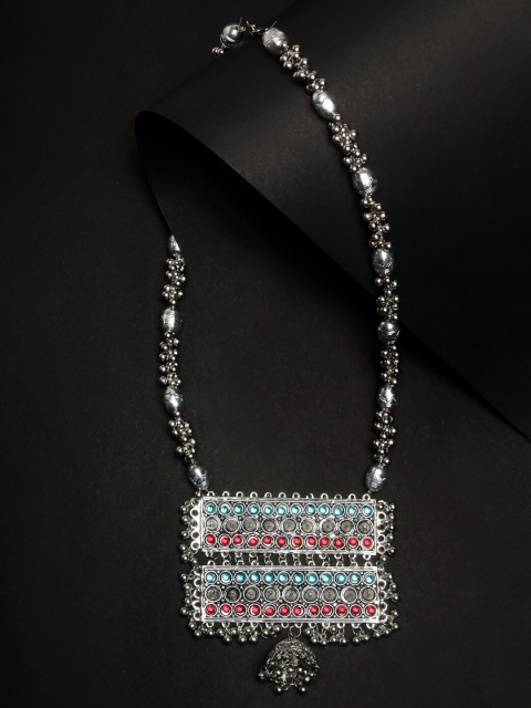 

NEUDIS Silver-Toned & Blue Alloy Rhodium-Plated Oxidised Necklace