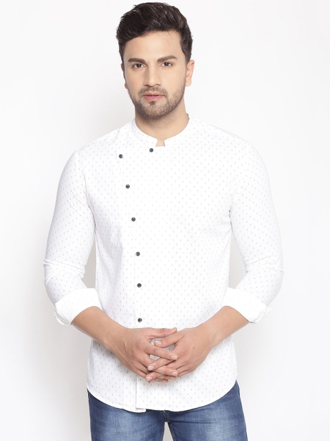 

SHOWOFF Men White Cotton Classic Slim Fit Printed Casual Shirt