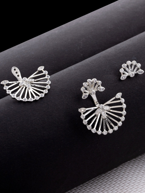 

Studio Voylla Rhodium-Plated White CZ Studded Contemporary Studs