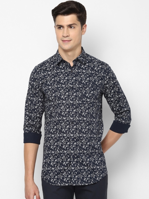 

Allen Solly Men Navy Blue & White Slim Fit Printed Casual Shirt